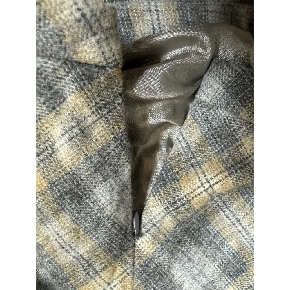 Pendleton 100% Virgin Wool Plaid Skirt Grey Pleaded Size 6 Knee Length - Picture 4 of 6
